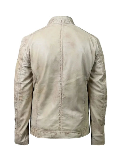 Men's Off-White Leather Jacket – Vintage Waxed Sheepskin