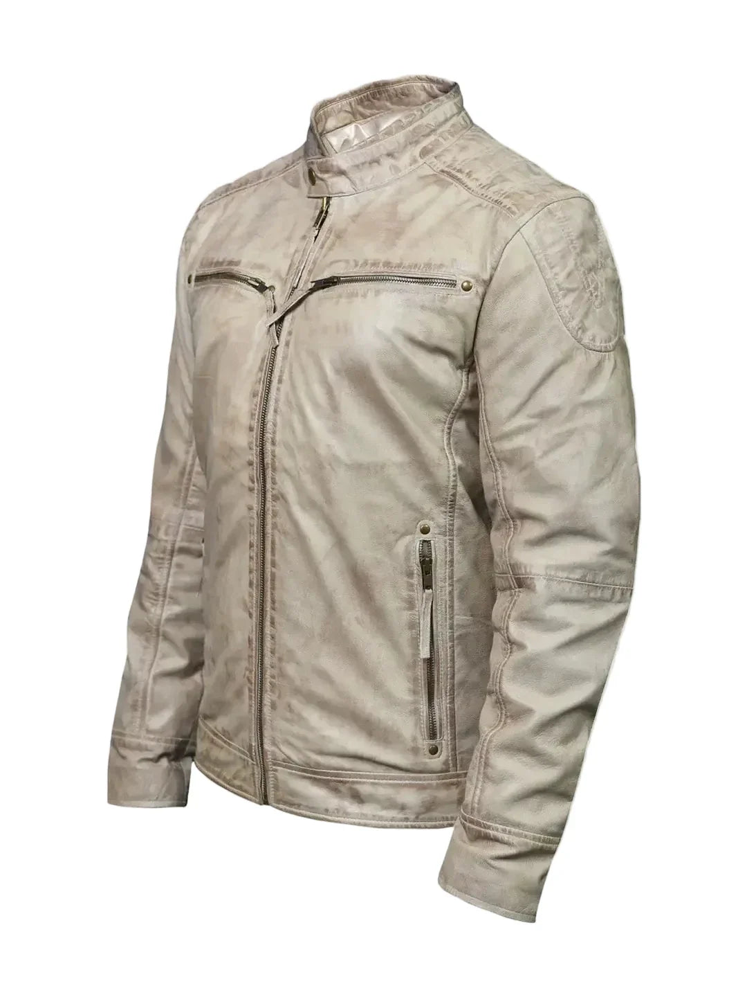 Men's Off-White Leather Jacket – Vintage Waxed Sheepskin