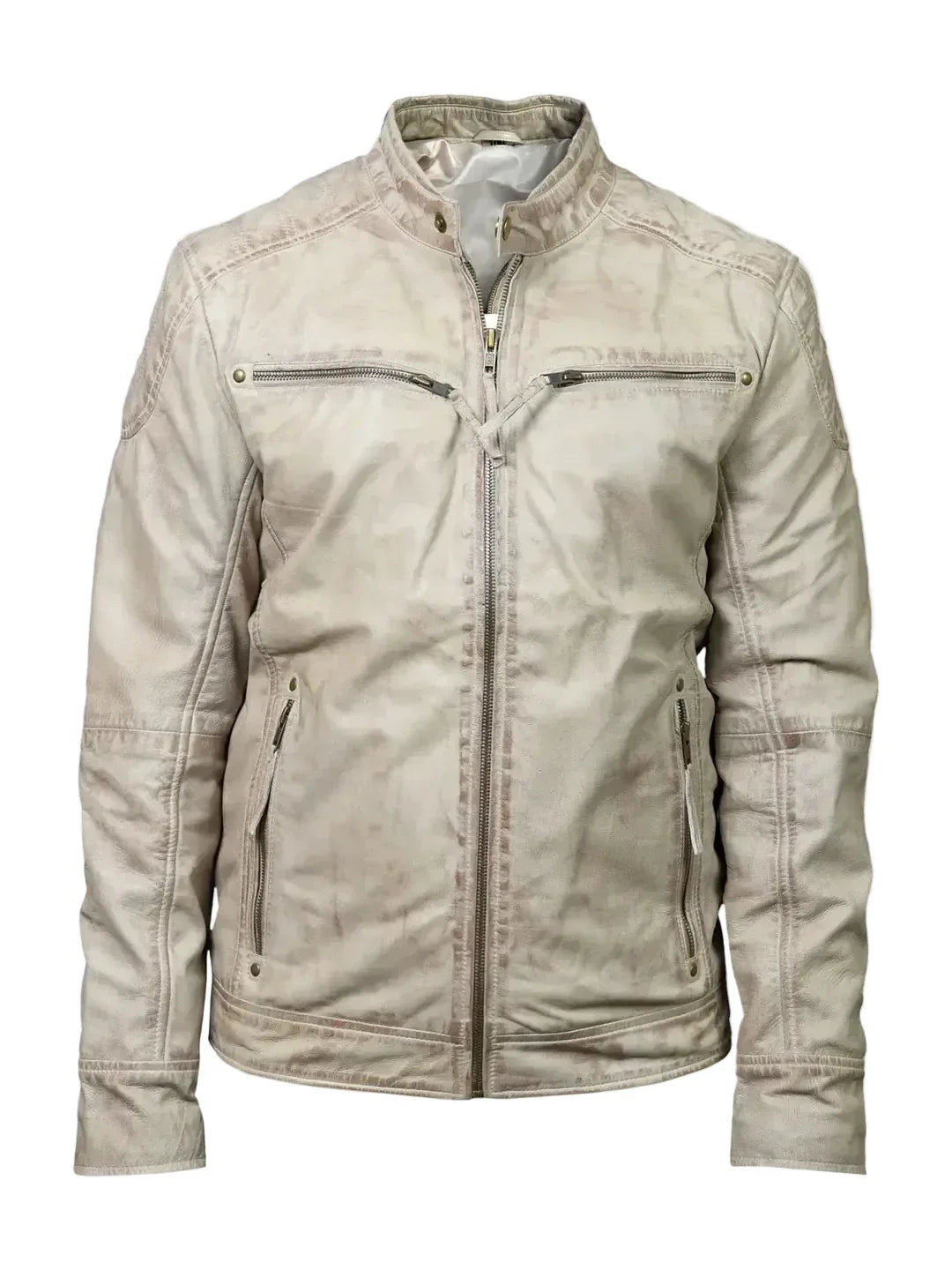 Men's Off-White Leather Jacket – Vintage Waxed Sheepskin