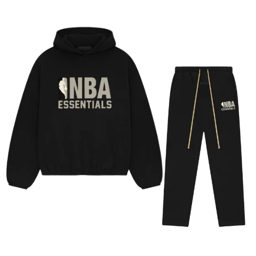 Fear of God Essentials NBA Black Grey Tracksuit Set – Unisex