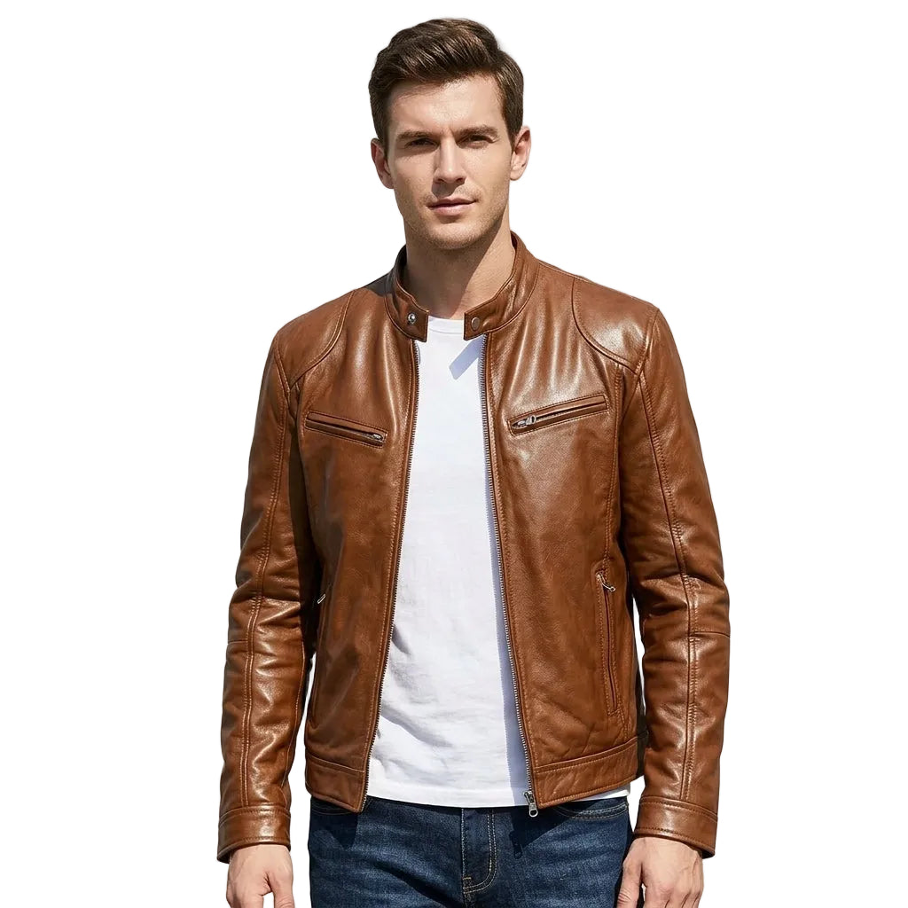 Men's Black Leather Moto Jacket – Lined Winter Biker Jacket