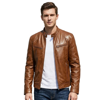 Men's Black Leather Moto Jacket – Lined Winter Biker Jacket
