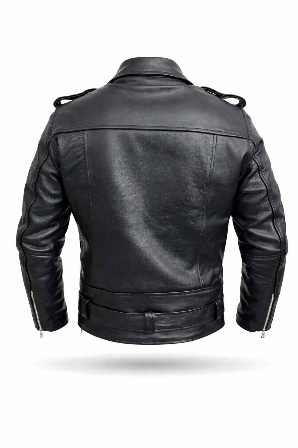 Men's Classic Leather Biker Jacket – Belted Slim Fit Moto Jacket