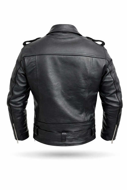 Men's Classic Leather Biker Jacket – Belted Slim Fit Moto Jacket