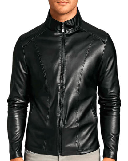 Men's Faux Leather Jacket – Stand Collar