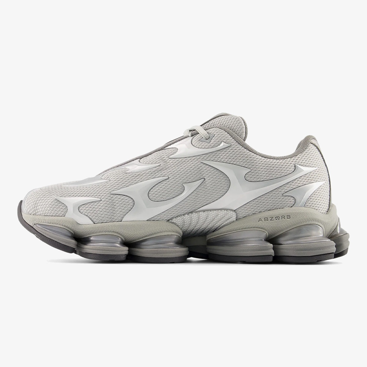 Silver Metallic sneaker with visible tech sole