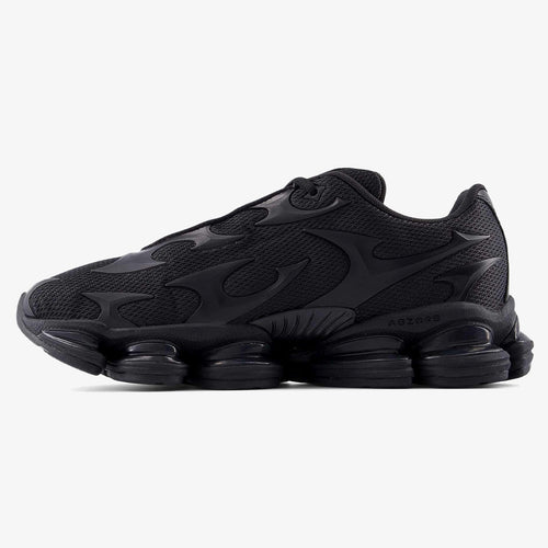 Black Metallic sneaker with visible cushioning pods