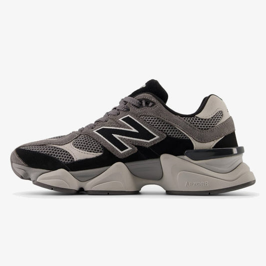 Black and Castlerock sneaker with layered mesh and suede upper