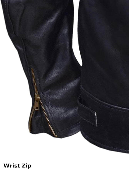 Men's Leather Moto Jacket – Zip Pockets