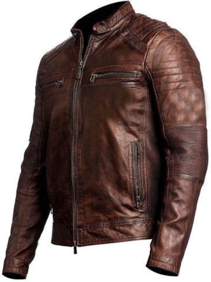 Men's Brown Café Racer Leather Jacket – Vintage Cowhide Jacket