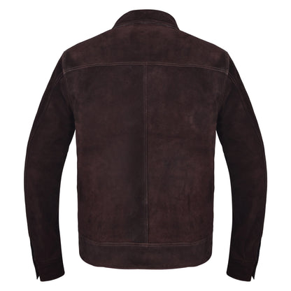 Men's Suede Trucker Jacket – Button-Front Vintage Jacket