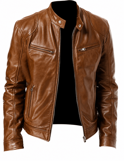 Men's Black Leather Moto Jacket – Lined Winter Biker Jacket