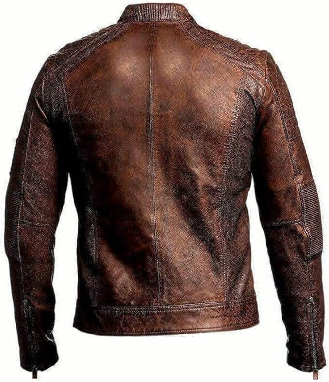 Men's Brown Café Racer Leather Jacket – Vintage Cowhide Jacket