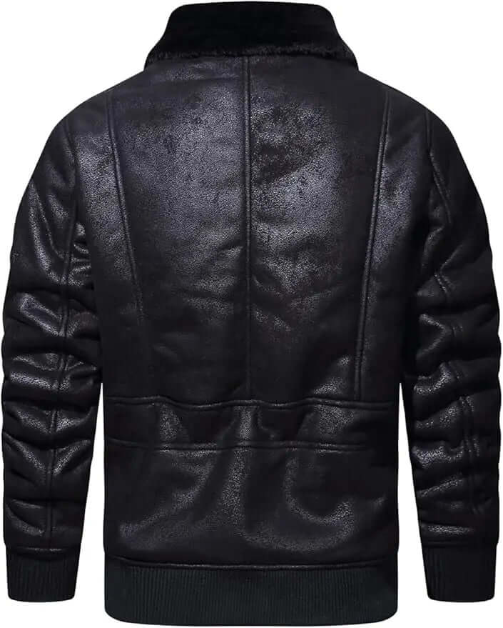 Men's Faux Leather Winter Jacket – Faux Fur Collar Bomber