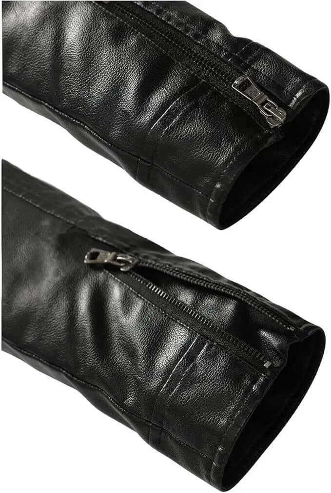 Men's Faux Leather Bomber Jacket – Lightweight Stand Collar