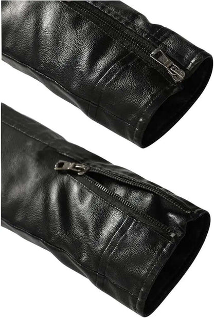 Men's Faux Leather Bomber Jacket – Lightweight Stand Collar