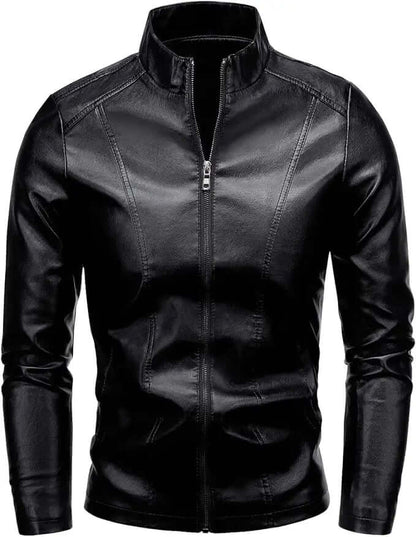 Men's Faux Leather Jacket – Stand Collar