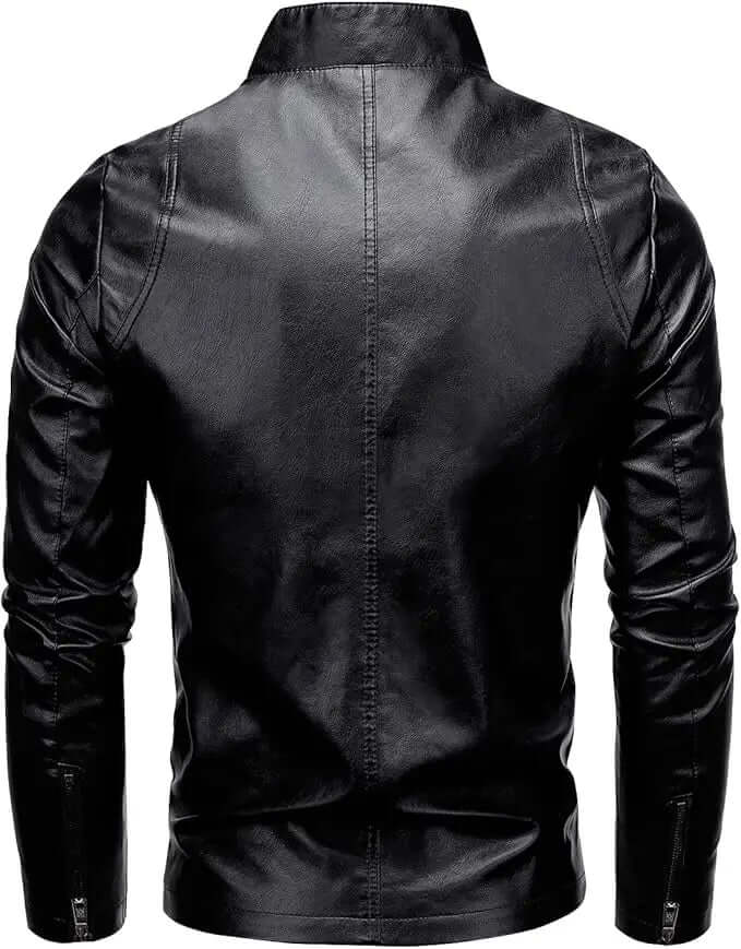 Men's Faux Leather Jacket – Stand Collar