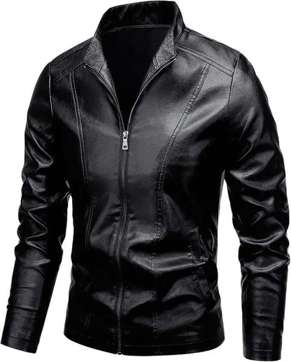 Men's Faux Leather Jacket – Stand Collar