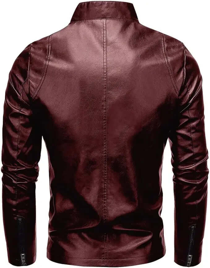 Men's Faux Leather Jacket – Stand Collar Zip Jacket