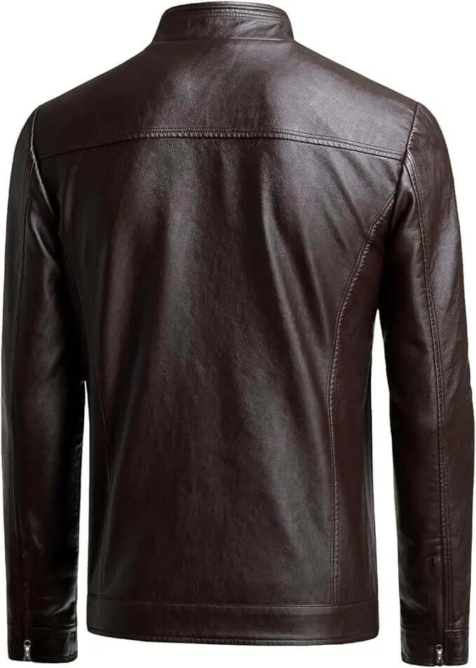 Men's Faux Leather Jacket – Stand Collar
