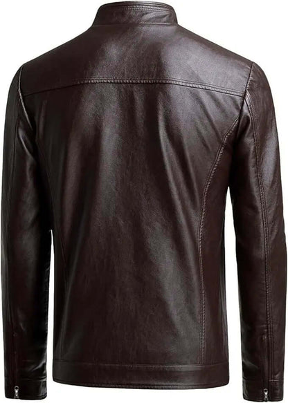 Men's Faux Leather Jacket – Stand Collar
