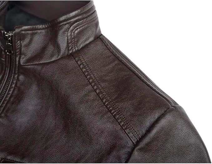 Men's Faux Leather Jacket – Stand Collar