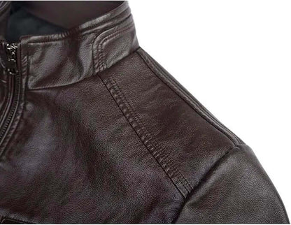 Men's Faux Leather Jacket – Stand Collar