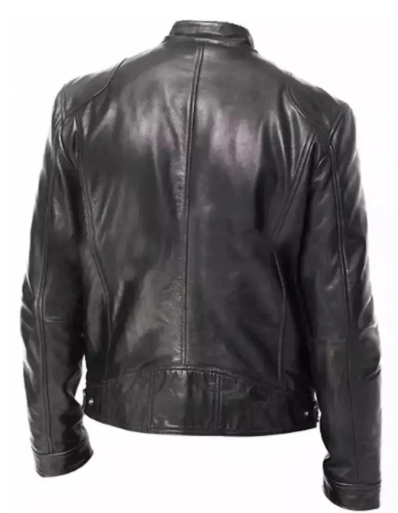 Men's Black Leather Moto Jacket – Lined Winter Biker Jacket