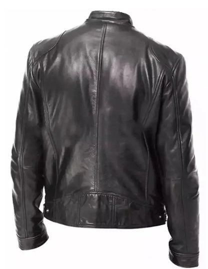 Men's Black Leather Moto Jacket – Lined Winter Biker Jacket