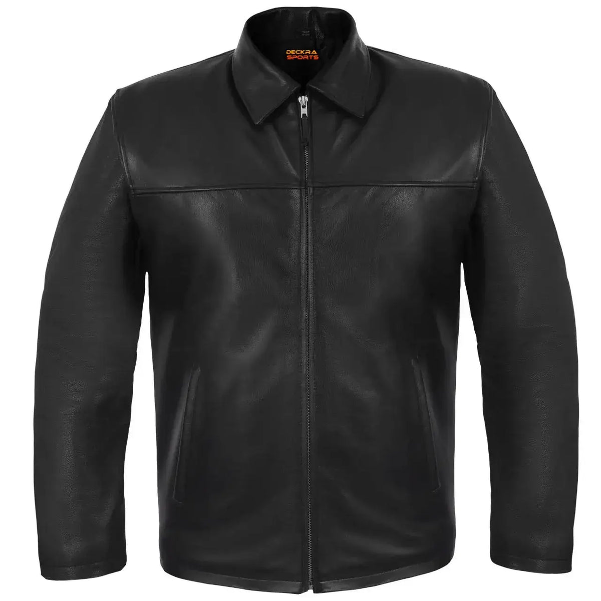 Men's Black Leather Jacket – Casual Zip-Up Cowhide Jacket