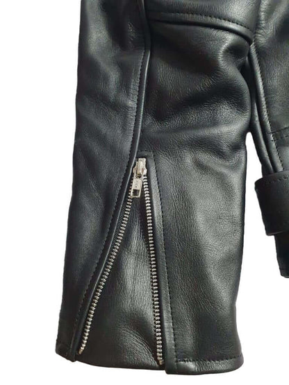 Men's Classic Leather Biker Jacket – Belted Slim Fit Moto Jacket