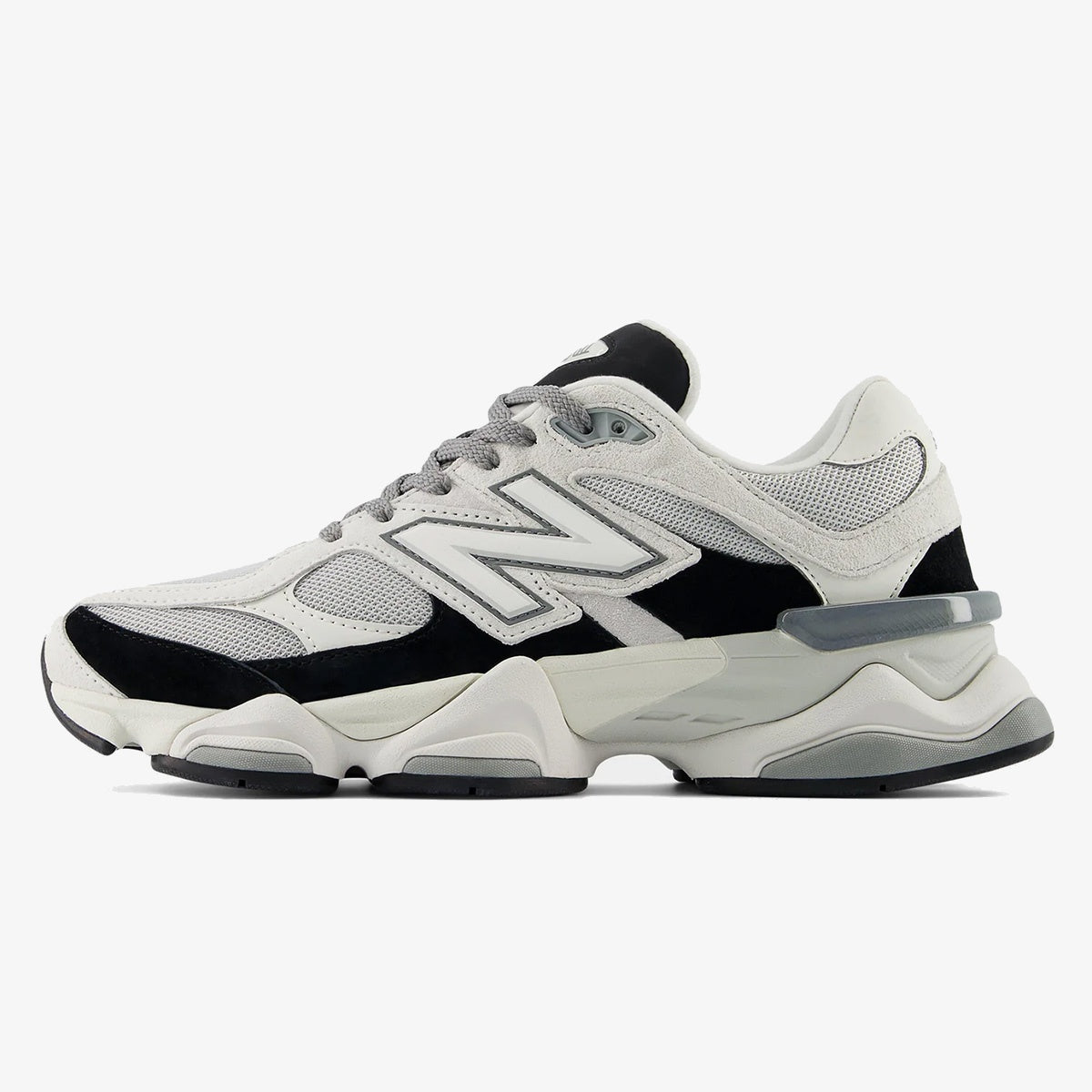 Grey Jet Black sneaker with layered suede overlays and chunky sole