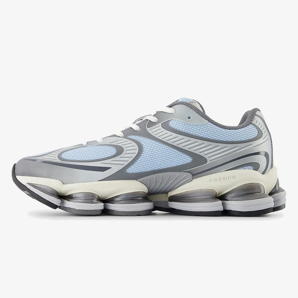 Light Chrome Blue and Silver sneaker with segmented sole