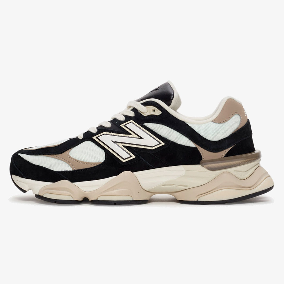Sea Salt Bone sneaker with black suede overlays and chunky sole