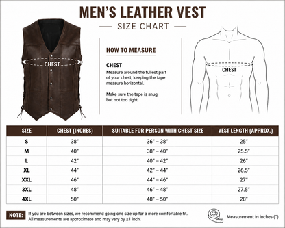 Men's Leather Vest – Classic Button Front