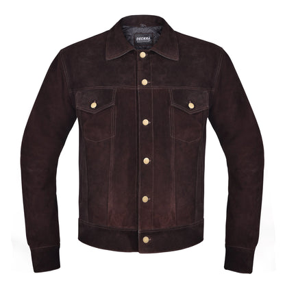 Men's Suede Trucker Jacket – Button-Front Vintage Jacket