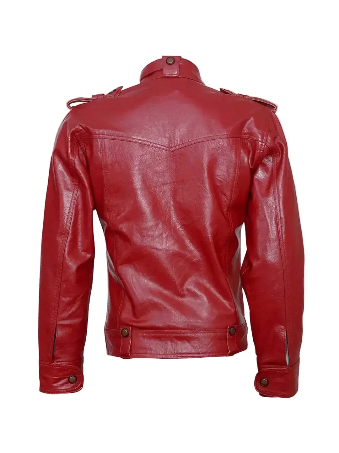 Men's Burgundy Leather Jacket – Banded Collar Slim Fit