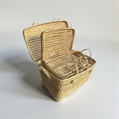 Natural Woven Storage Trunk Palm Leaf Chest Organizer