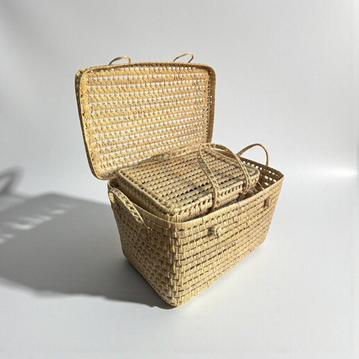 Natural Woven Storage Trunk Palm Leaf Chest Organizer