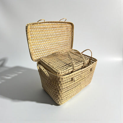 Natural Woven Storage Trunk Palm Leaf Chest Organizer