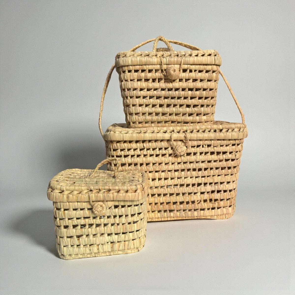 Natural Woven Storage Trunk Palm Leaf Chest Organizer